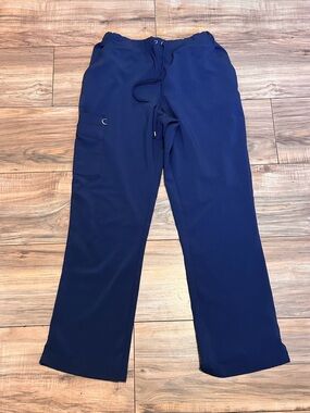 Navy Blue Drawstring Cargo Scrub Pants